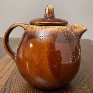 Vintage HULL Brown Drip Pottery Tea Pot w/ Lid Oven Proof  USA
